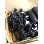 TWELVE PAIRS OF BINOCULARS FOUR WITH CASES, BSA, BUSHNELL, FALCON AND MORE