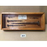 WOODEN CASED IRON NAILS FROM ROMAN LEGIONARY FORTRESS SCOTLAND AD 83-87, 35CM