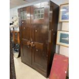 AN ARTS'N'CRAFTS LARGE DOUBLE WARDROBE