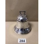 HALLMARKED SILVER (MARKS RUBBED) LARGE INKWELL BIRMINGHAM 1942, 11CM TOTAL WEIGHT 367 GRAMS