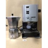 A GAGGIA COFFEE DELUXE (EASY SERVING ESPRESSO) MACHINE, UNTESTED, WITH A BIALETTI COFFEE PERCOLATOR