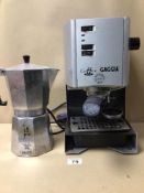 A GAGGIA COFFEE DELUXE (EASY SERVING ESPRESSO) MACHINE, UNTESTED, WITH A BIALETTI COFFEE PERCOLATOR