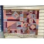 VINTAGE WOOL WALL HANGING, 106 X 76CM