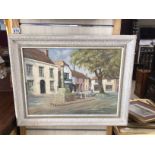 FRAMED OIL ON BOARD OF ALFRISTON BY R.A.F, 64 X 51CM