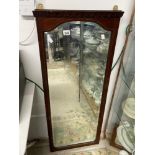 VINTAGE MAHOGANY WOODEN SURROUND WALL MIRROR, 123 X 46CM