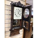 A LATE 18TH CENTURY MAHOGANY WITH BOXWOOD INLAY STRIKING CLOCK RETAILED BY MAVOAH BRADFORD PAINTED