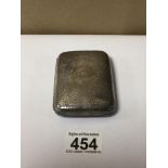 A HALLMARKED SILVER BEATEN CIGARETTE CASE, 99G