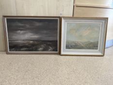 TWO OIL ON CANVAS, FRAMED AND SIGNED DAVID BARBER 85 AND BARRINGFOLD 82 X 56CM
