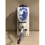 A VINTAGE DELFT WALL HANGING COFFEE GRINDER