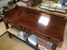 VICTORIAN MAHOGANY HALL TABLE WITH TWO DRAWERS, 122 X 65 X 73CM