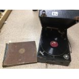 COLUMBIA GRAFONOLA NO 202 (GRAMOPHONE) WITH 78'S AND SPARE NEEDLES