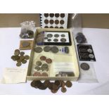 A QUANTITY OF MAINLY BRITISH COINS, PRE-1947 SILVER CROWNS, AND REPRODUCTION ROMAN COINS