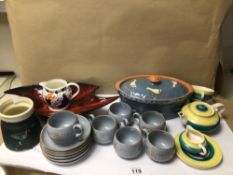A MIXED COLLECTION OF MIXED POTTERY, INCLUDES PART SETS OF DENBY ‘REFLECTIONS’ AND GRAY’S POTTERY