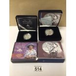 TWO £5 SILVER PROOF CROWNS 1901-2001 'DEATH OF VICTORIA ANNIVERSARY' 1900-200 QUEEN MOTHER CENTENARY