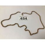 9CT HALLMARKED GOLD ROPE CHAIN A/F, 5.5G