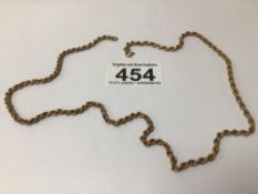 9CT HALLMARKED GOLD ROPE CHAIN A/F, 5.5G