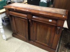 MAHOGANY BASE UNIT WITH TWO DRAWERS AND CUPBOARD