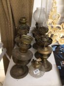 MIXED ITEMS OF BRASS OIL LAMPS A/F