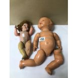TWO VINTAGE BABY DOLLS A/F