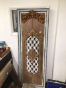 A PAIR OF DECORATIVE DOORS IN FRAME CONTINENTAL GILDING 197 X 70CM