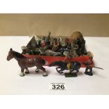 MIXED EARLY LEAD FIGURES AND ANIMALS, INCLUDES (BRITAINS)