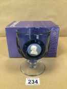 A LIMITED-EDITION (268/500) WEDGWOOD HAND CUT COMMEMORATIVE GLASS GOBLET WITH PORTRAIT CAMEO OF