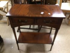 A VINTAGE TWO DRAWER TWO TIER HALL TABLE