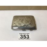 HALLMARKED SILVER ENGRAVED CIGARETTE CASE, 8.5CM,62G