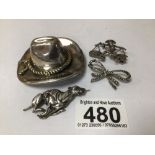 FOUR 925 SILVER BROOCHES