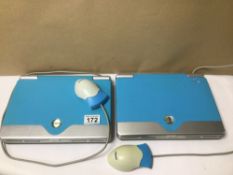 TWO PROGRESSIVE LEARNING SYSTEMS VTECH CHALLENGER LAPTOPS, UNTESTED