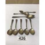 VARIOUS HALLMARKED SILVER COFFEE SPOONS, 85G