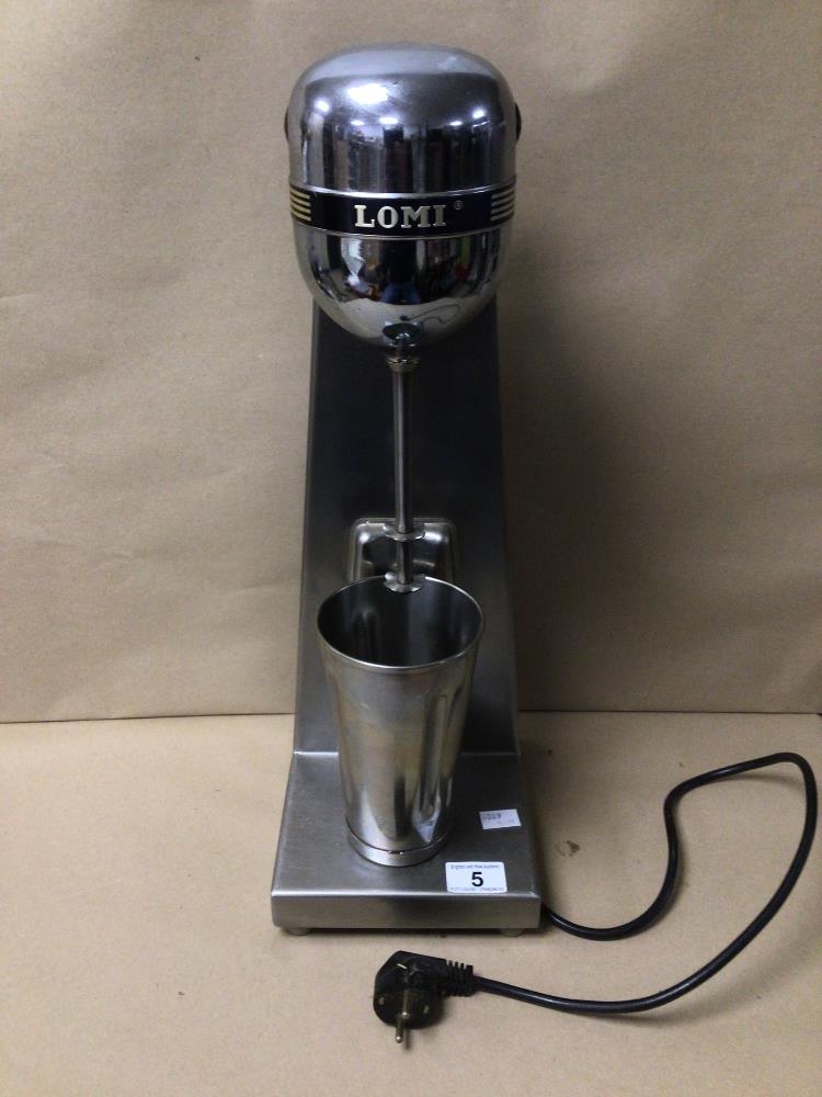 A LORENZ MIGUEL LOMI ELECTRIC MILKSHAKE MIXER, MODEL 6A (19339) WITH A MATCHING 18/8 STAINLESS STEEL