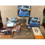A COLLECTION OF TOYS, INCLUDES A MAD MAX ACTION FIGURE, MICRO MACHINE MINIATURES, AND MORE