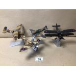 FOUR DIECAST MODEL CORGI WWII AEROPLANES WITH MINIATURES