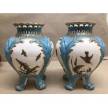 RESTORED VINCENNES PORCELAIN BLEU CELESTE POT POURRI VASES, 24CM