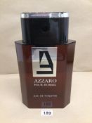 A LARGE VINTAGE AZZARO FACTICE ADVERTISING STORE DISPLAY PLASTIC BOTTLE OF PERFUME FOR MEN, BEING