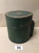 A VINTAGE GENERAL TRADING CO BOX IN GREEN LEATHER