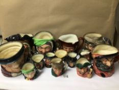 A COLLECTION OF ROYAL DOULTON TOBY JUGS INCLUDES, ‘ARAMIS’, ‘THE POACHER’, ‘FALSTAFF’ AND MORE