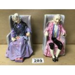 A PAIR OF ROYAL DOULTON FIGURES (JOAN) HN 2032 AND (DARBY) HN2024, LATTER A/F