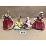 FOUR ROYAL DOULTON FIGURINES ‘HOME AGAIN’ (HN 2167), ‘PICNIC’ (HN 2308), ‘LAVINIA’ (HN 1955), AND ‘