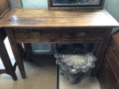 VICTORIAN COUNTRY PINE TWO DRAWER HALL TABLE, 125 X 53 X 89CM