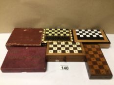 SIX VARIOUS TRAVELING CHESS SETS (MOST INCOMPLETE)