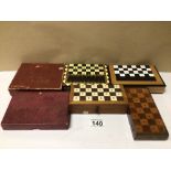 SIX VARIOUS TRAVELING CHESS SETS (MOST INCOMPLETE)