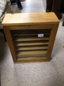 SMALL WOODEN DISPLAY WALL CABINET WITH WOODEN SHELVING GLASS DOOR, 46 X 37 X 140CM