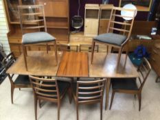 MCINTOSH EXTENDING TEAK DINING TABLE WITH WITH EIGHT MATCHING CHAIRS