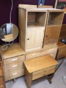 TEAK MID-CENTURY BEDROOM SUITE CHEST OF DRAWERS TWO BEDSIDE CHESTS AND MAGAZINE RACK