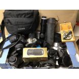 A MIXED COLLECTION OF CAMERAS AND ACCESSORIES, INCLUDES PENTAX MZ-10, FUJIFILM FINEPIX S6500FD,