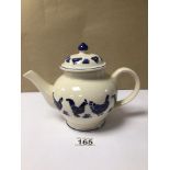 A BRIDGEWATER TEAPOT DECORATED WITH BLUE CHICKENS A/F