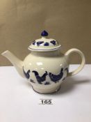 A BRIDGEWATER TEAPOT DECORATED WITH BLUE CHICKENS A/F
