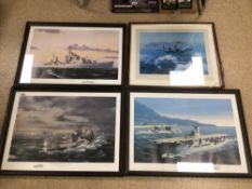 FOUR PRINTS SOME SIGNED, INCLUDES ROBERT TAYLOR WHICH PORTRAYS A LANCASTER OF 617 SQUADRON (THE